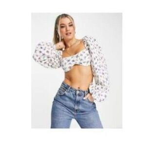 Asos Puff Sleeve Crop Top Size 2